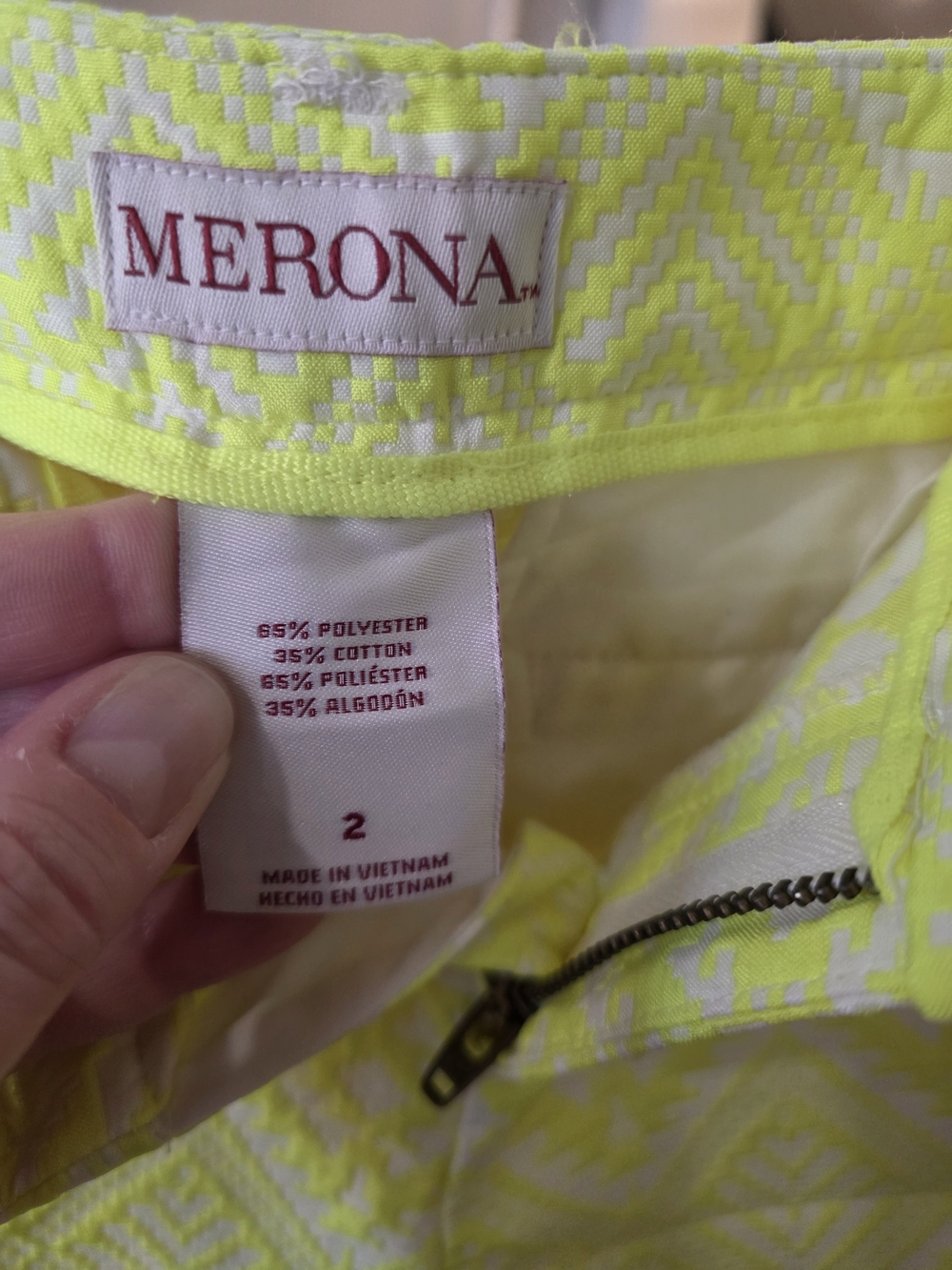 Merona Neon Yellow Patterned Women's Bermuda Shorts - Picture 6 of 8
